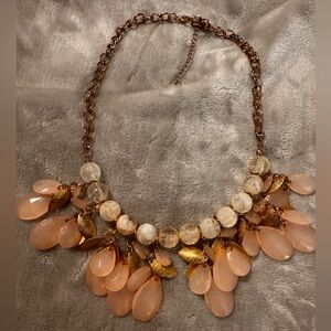 Pink & Copper‎ Gold Beaded Bib Necklace